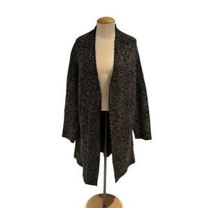 ALFRED SUNG Black and Cream Long Cardigan - size L